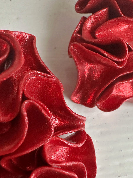 Statement örhängen, rött glitter