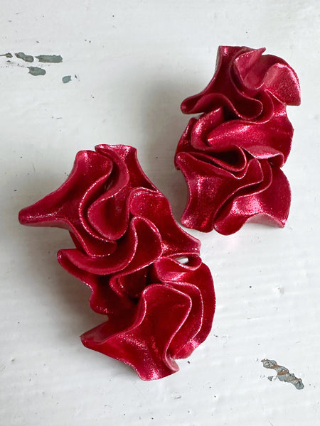 Statement örhängen, rött glitter