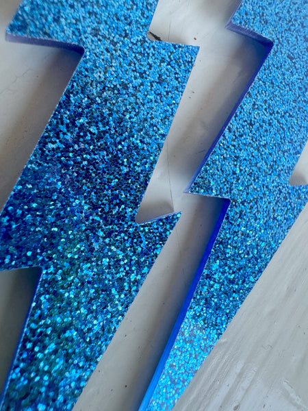 Örhängen blixt, blå glitter