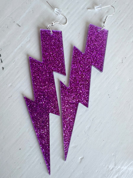 Örhängen blixt, lila glitter
