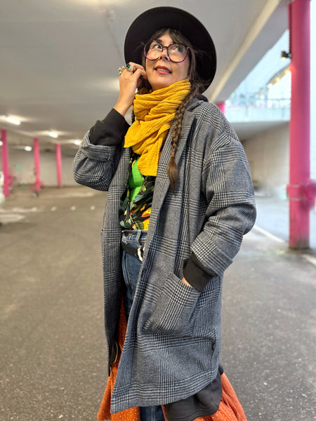 Oversized kavaj i dead stock ull i Glenn check mönster
