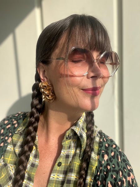 Statement örhängen, rött glitter