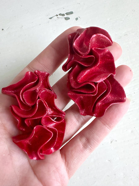 Statement örhängen, rött glitter