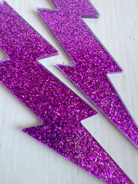Örhängen blixt, lila glitter