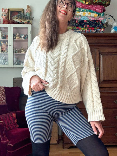 Mamelucker i blårandig merinoull