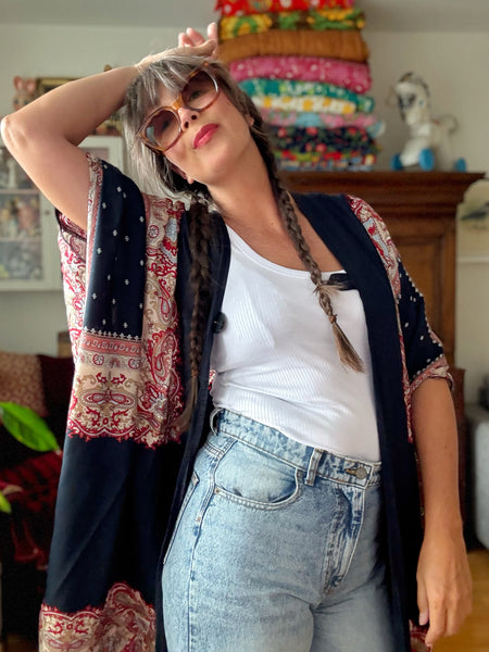 Sjok / kaftan svart med paisley