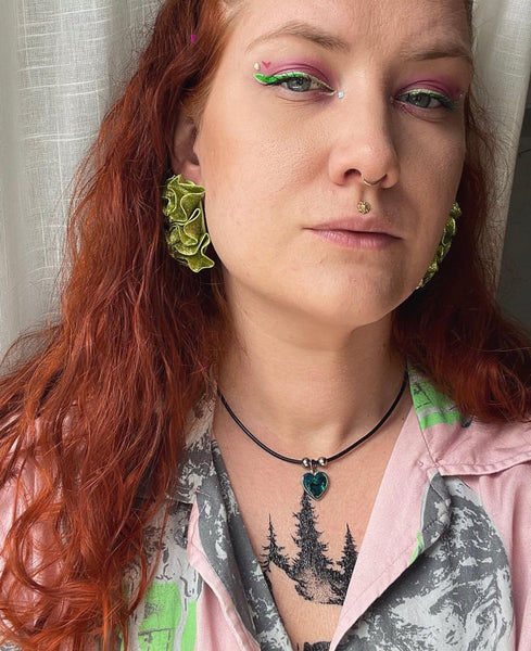 Statement örhängen, rött glitter