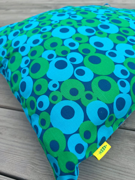 Kuddfodral i grönt & turkost vintagetyg