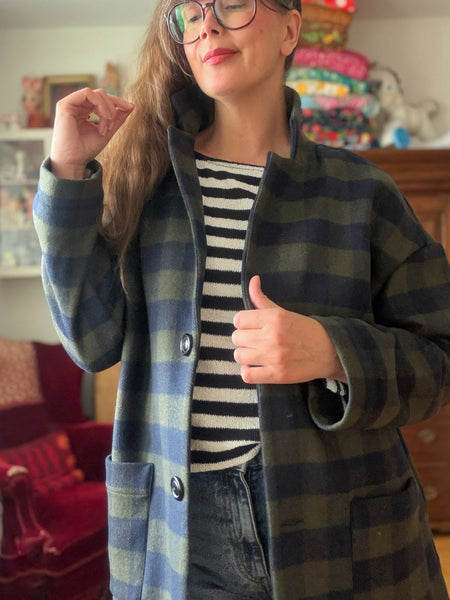 Oversized kavaj / rock i rutig deadstock