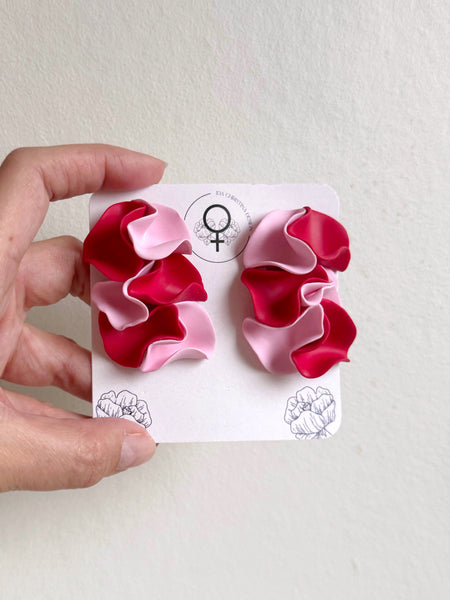 Statement örhängen rosa & röda