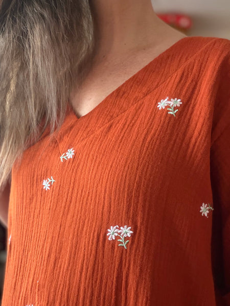 A-formad klänning / tunika  i tegelfärgad muslin