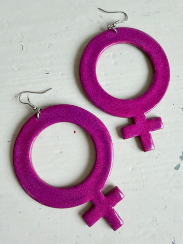 Örhängen, stora kvinnotecken violetta