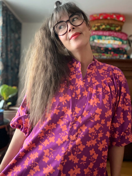 Vid klänning i violett & orange