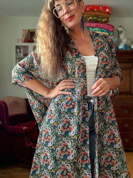 Sjok / kaftan i blommig chiffong