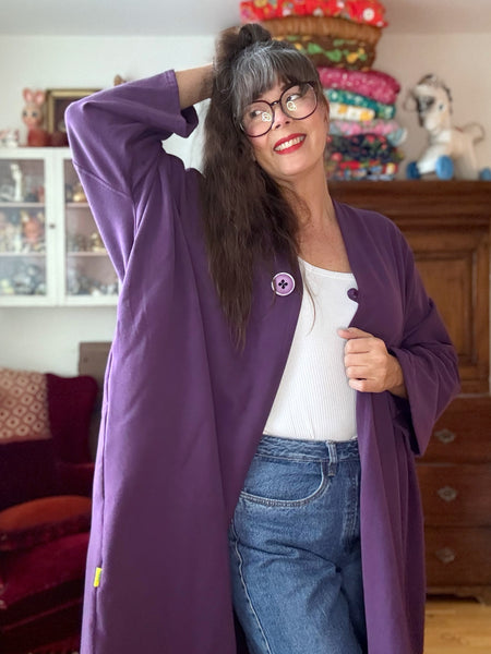 Sjok / kaftan i collagetyg, enfärgat mörklila