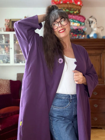 Sjok / kaftan i collagetyg, enfärgat mörklila