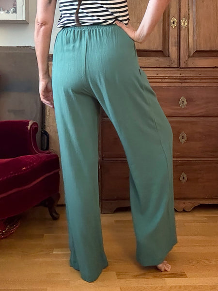 Vida byxor med justerbar linning, dimmgröna