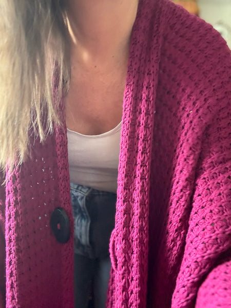 Sjok / kaftan stickad vinröd