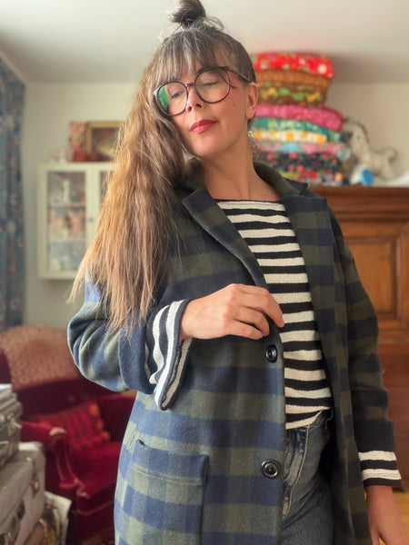 Oversized kavaj / rock i rutig deadstock