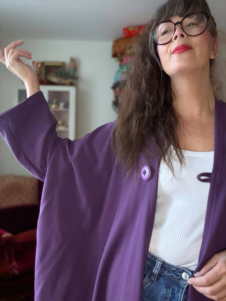 Sjok / kaftan i collagetyg, enfärgat mörklila