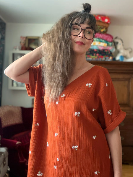 A-formad klänning / tunika  i tegelfärgad muslin