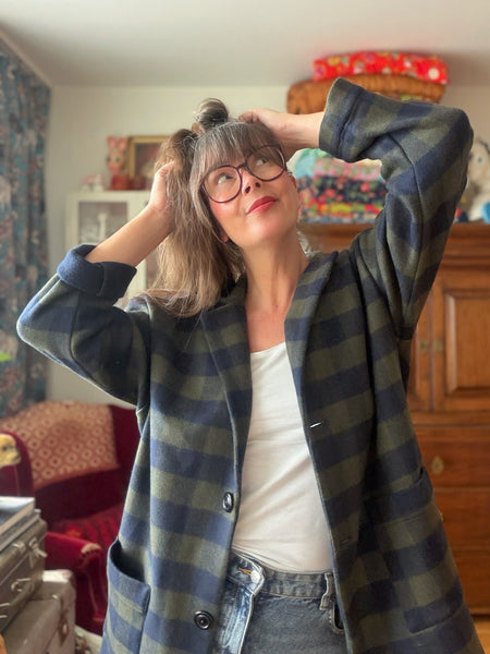 Oversized kavaj / rock i rutig deadstock