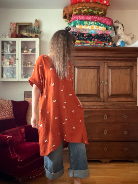 A-formad klänning / tunika  i tegelfärgad muslin