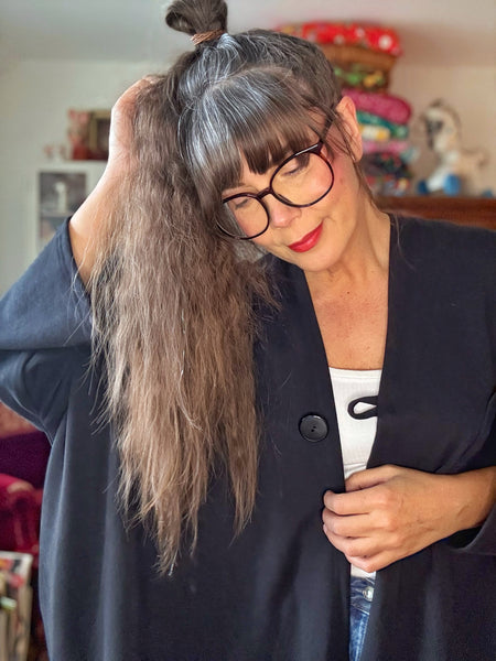 Sjok / kaftan i collagetyg, enfärgat svart