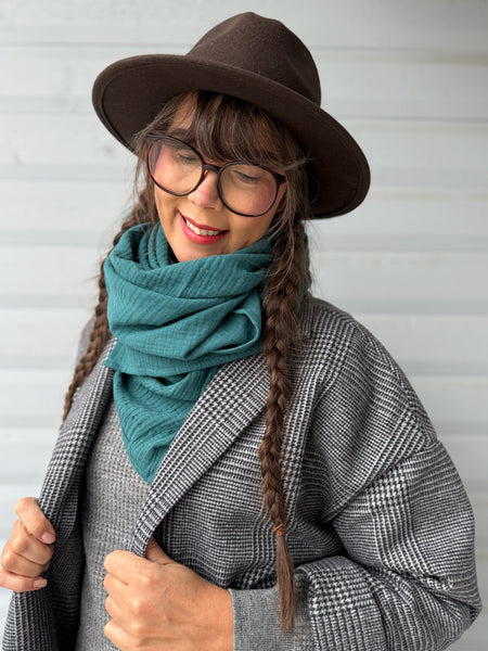 Oversized kavaj i grårutig ull