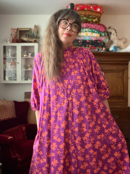 Vid klänning i violett & orange