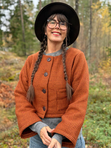 Kort jacka i Glenn check mönster i rost & brunt