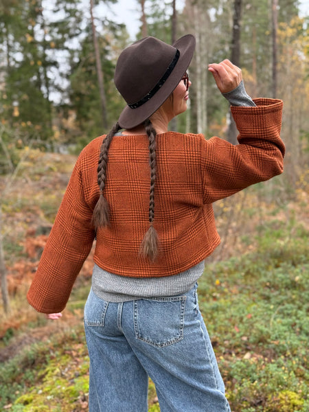 Kort jacka i Glenn check mönster i rost & brunt