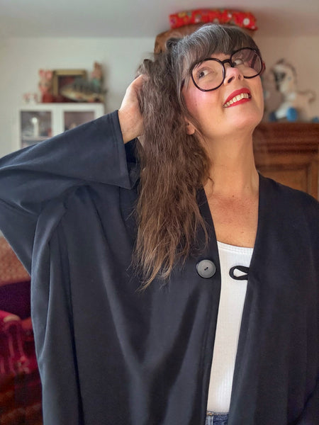 Sjok / kaftan i collagetyg, enfärgat svart