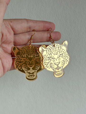 Örhängen, leopardhuvuden i guld