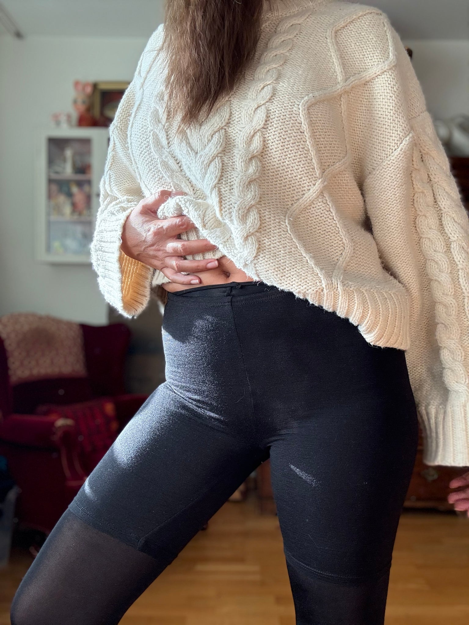 Mamelucker i svart ull & sidenmix