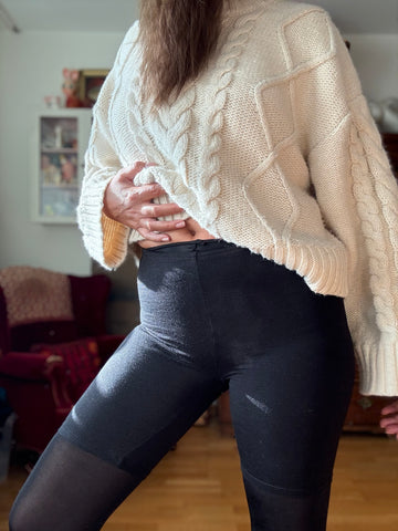 Mamelucker i svart ull & sidenmix