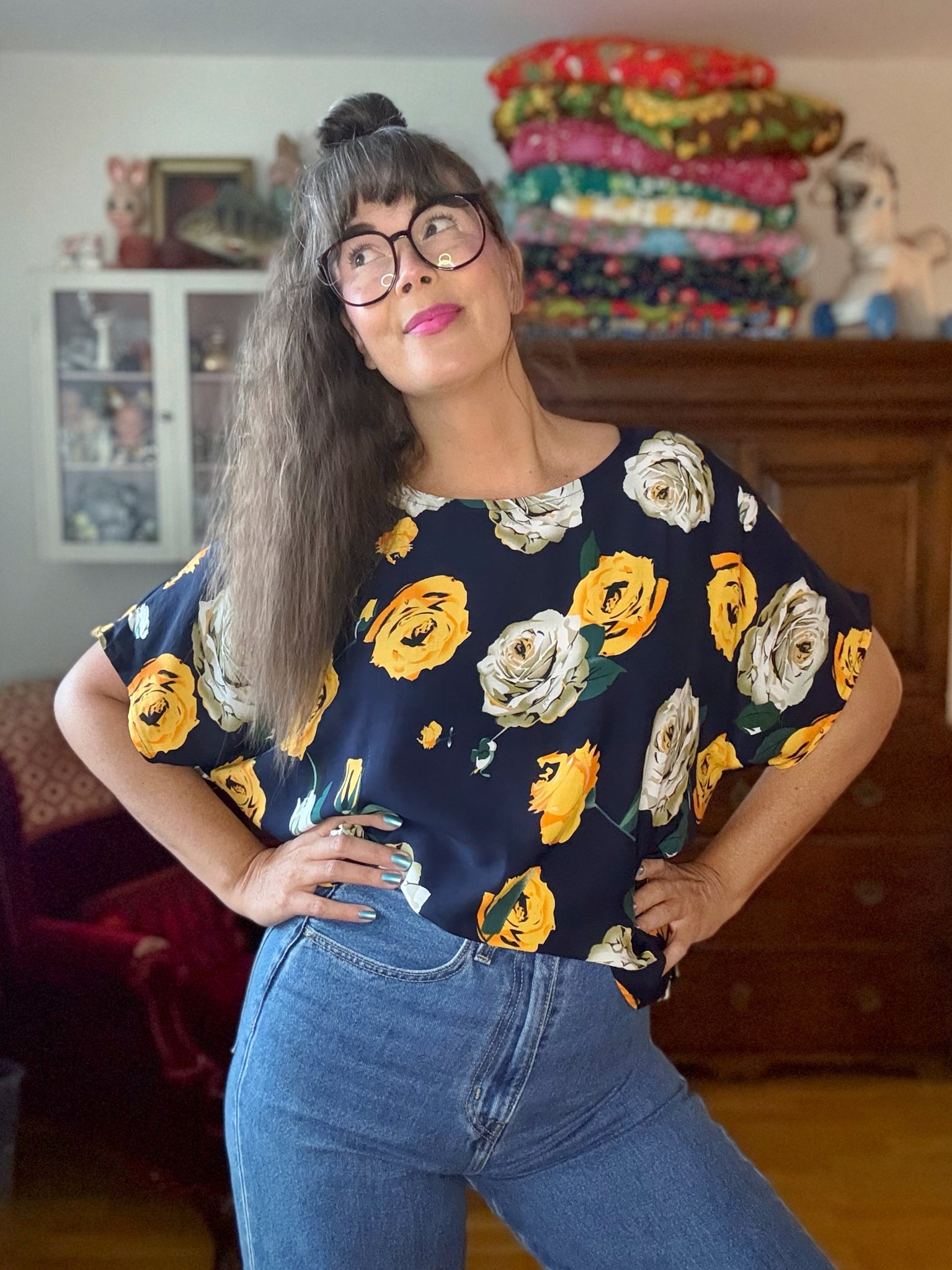 Boxig blus med rosor