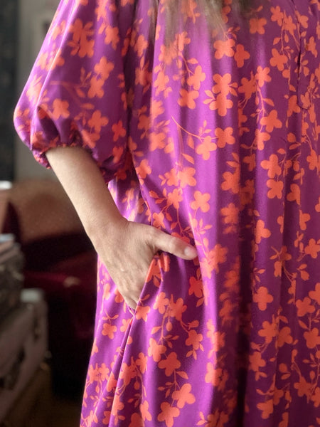 Vid klänning i violett & orange