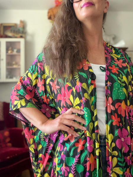 Sjok / kaftan med blommor & glitter