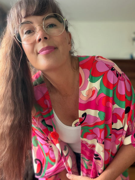 Sjok / kaftan i rosa röd paisley