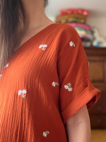 A-formad klänning / tunika  i tegelfärgad muslin