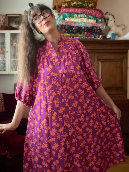 Vid klänning i violett & orange