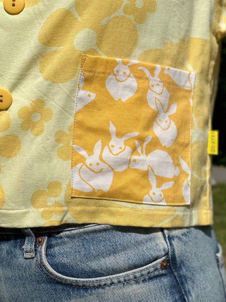 Blusjacka i gult vintagetyg