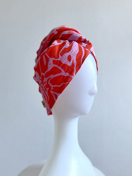 Turban i rosa & orange bomull