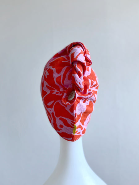 Turban i rosa & orange bomull