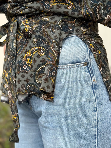Omlottblus grön paisley