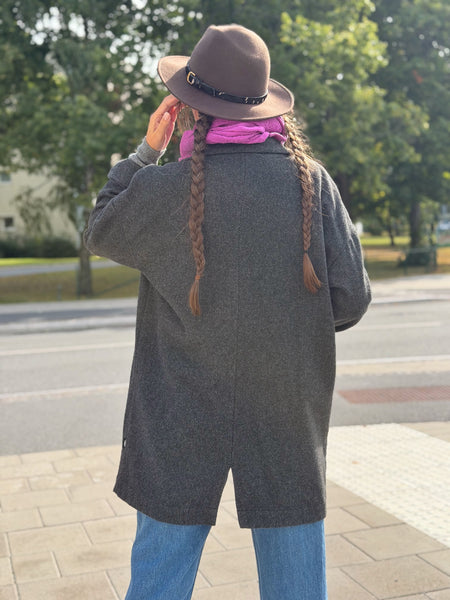 Oversized kavaj i grå deadstock ull
