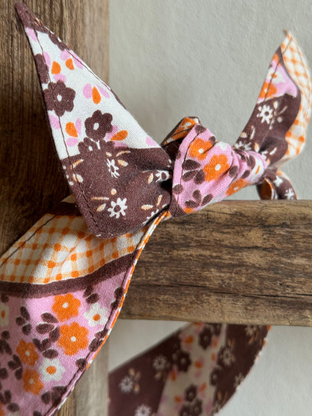 Hårband brunt, rosa & orange