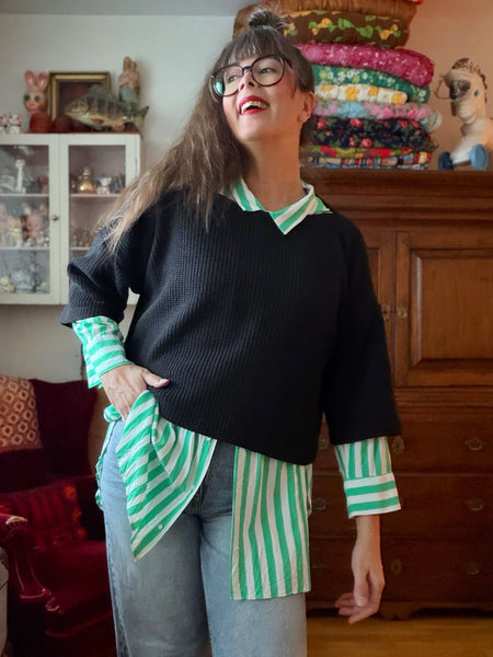 Stickad tröja svart