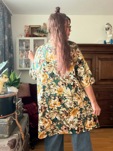 Städrock, mörkgrön med blommor